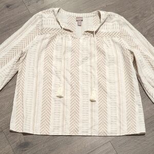 Chico's Boho Coastal Top With Tassles